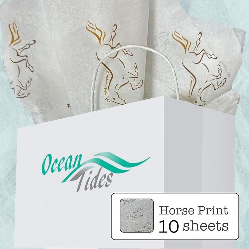 Ocean Tides Premium 10 Sheets (14 x 20 Inches) Valentine’s Wrapping Paper – Gift Wrapping Tissue Paper Bulk for Romantic Gifts, Crafts, & Birthdays – Colored Tissue Papers for Gift Bags, Horse - Image 2